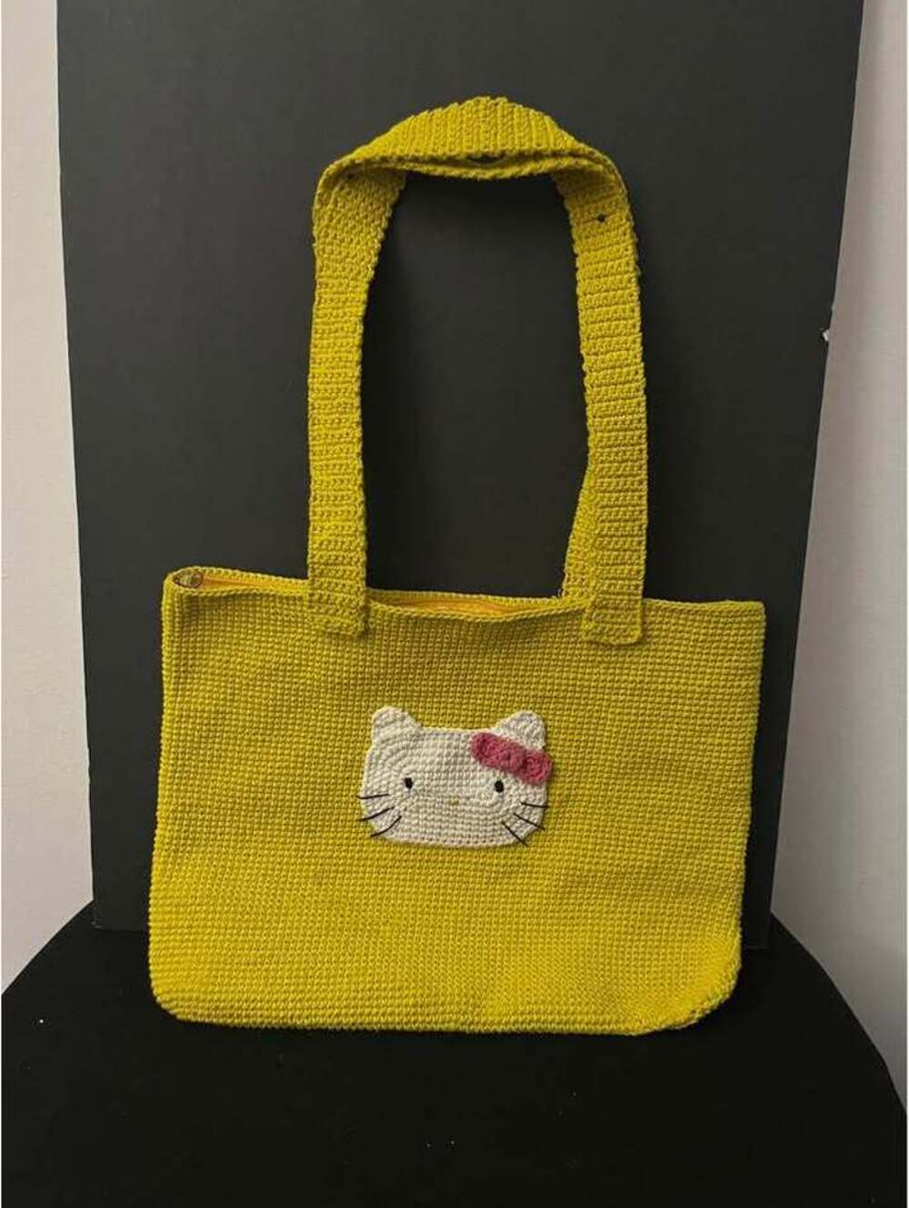 Yellow Crochet Hello Kitty Tote Bag